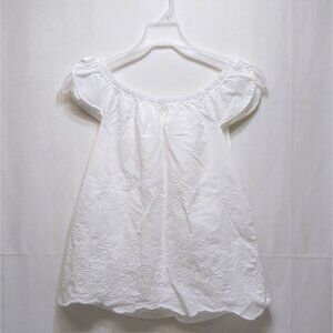 Maurices Blouse Peasant Eyelet Embroidered Off-Shoulder Top XS Cotton Blend EUC